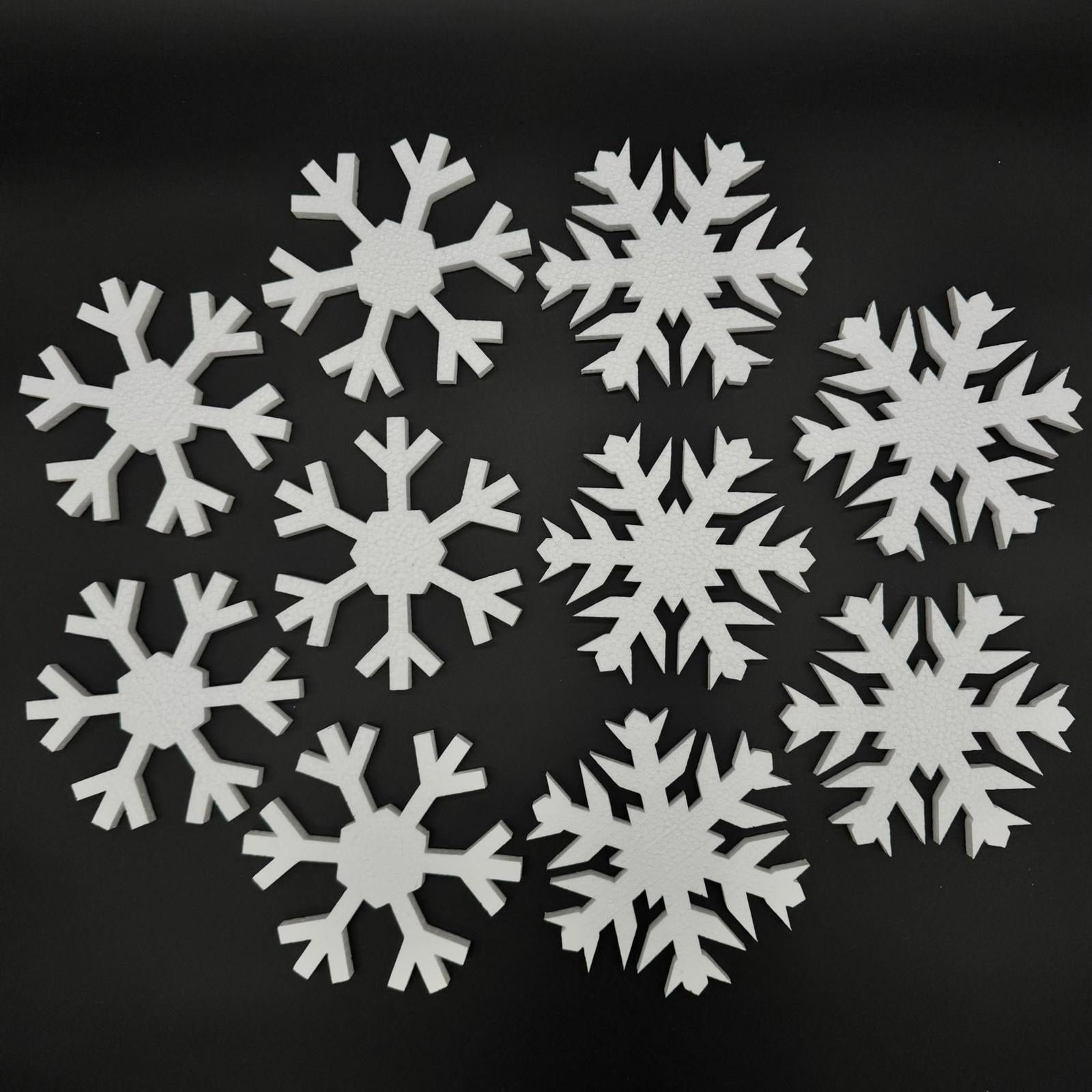 Polystyrene snowflakes V2 - Pack of 10, in  2 designs.