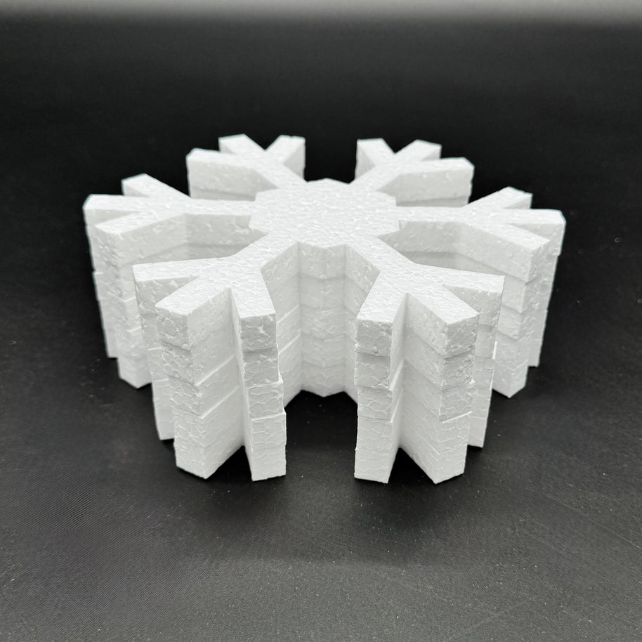 pack of 5 > 280mm high Polystyrene Snowflakes pcs72n