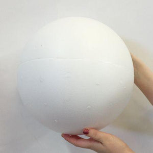 290 mm ( nearly 12 inches ) polystyrene ball, hollow. 