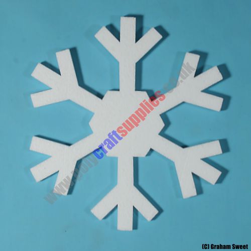pack of 5 > 280mm high Polystyrene Snowflakes pcs72n